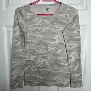 GAP Favourite Camo Shirt Long Sleeved Grey & White Size Small